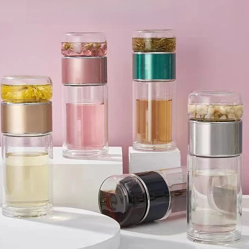 Double-Wall Glass Tea Infuser Bottle