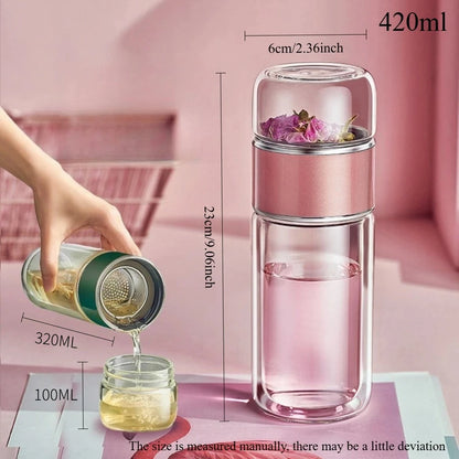 Double-Wall Glass Tea Infuser Bottle