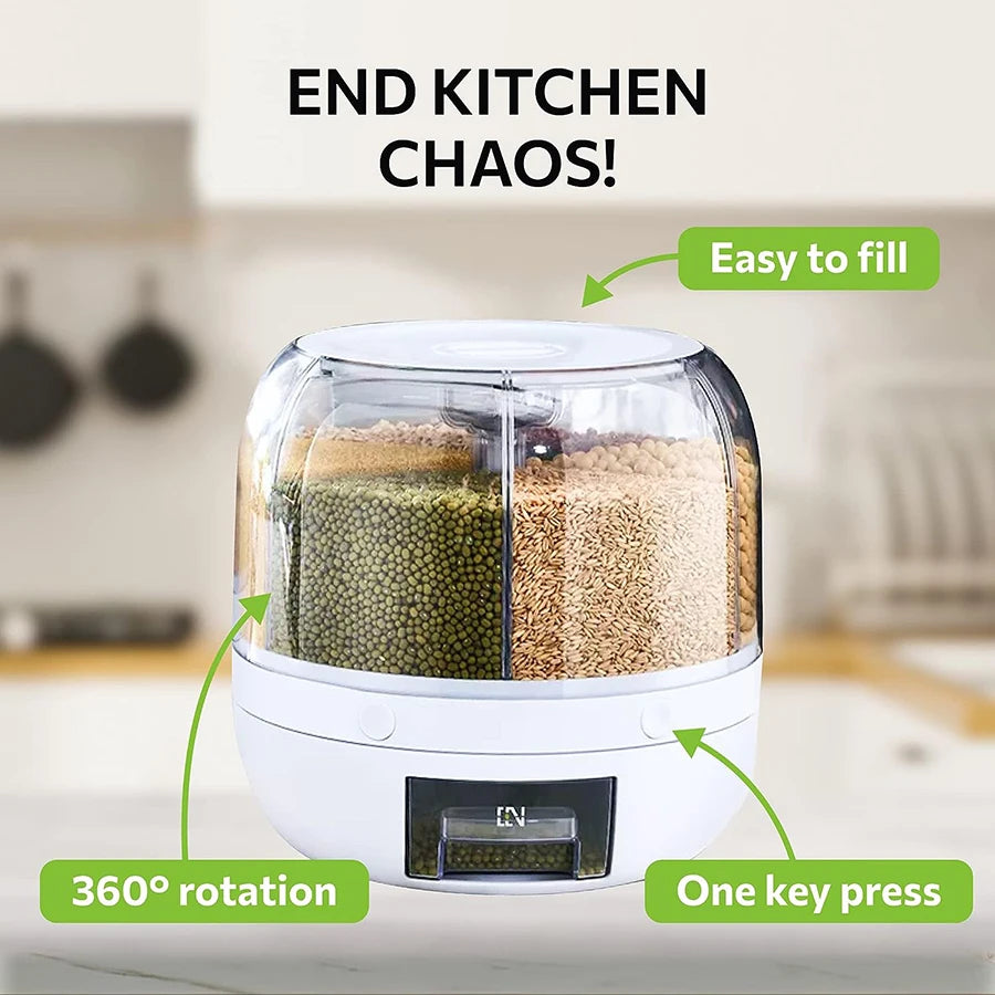 360° Rotating 6-Grid Food Dispenser