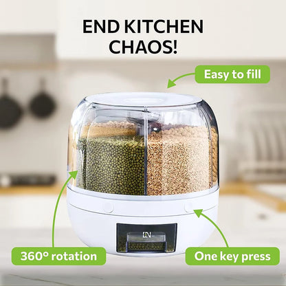 360° Rotating 6-Grid Food Dispenser