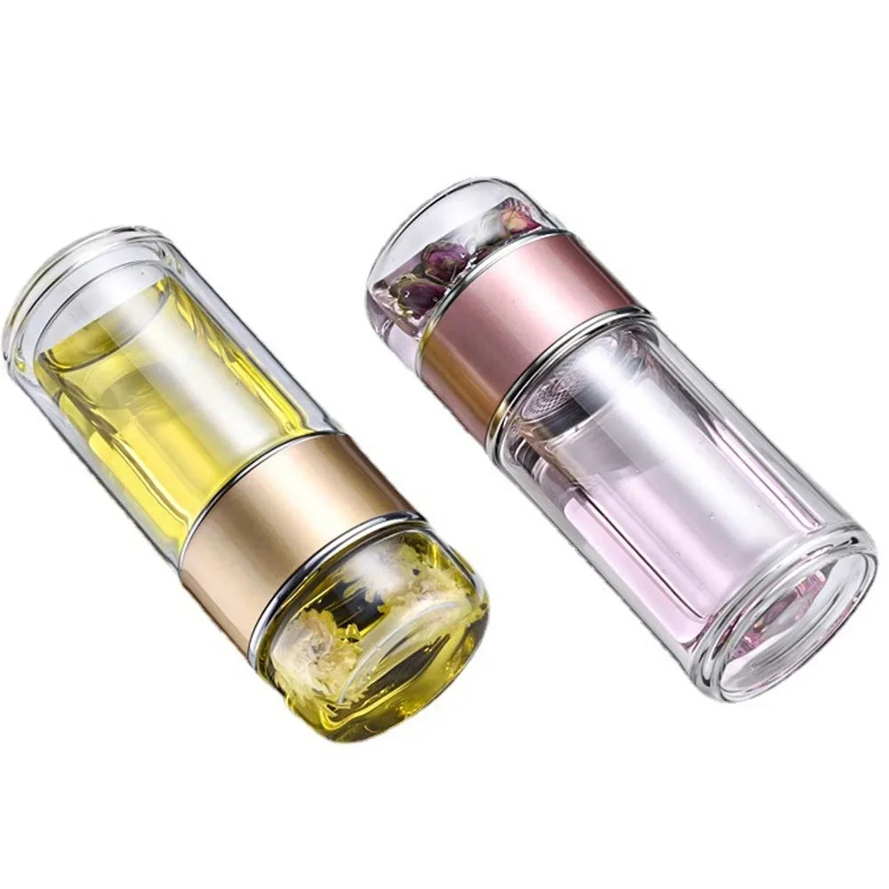 Double-Wall Glass Tea Infuser Bottle