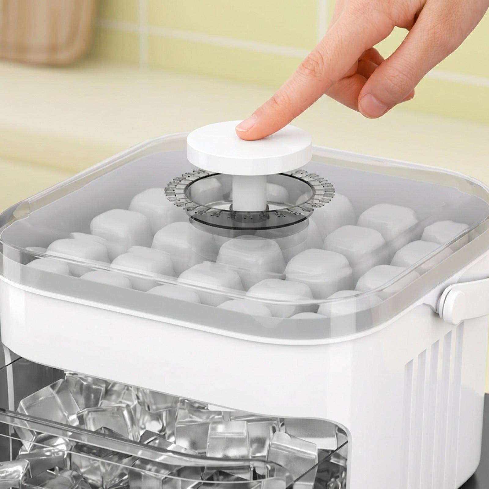 White Coldpour Press Button Close-Up
