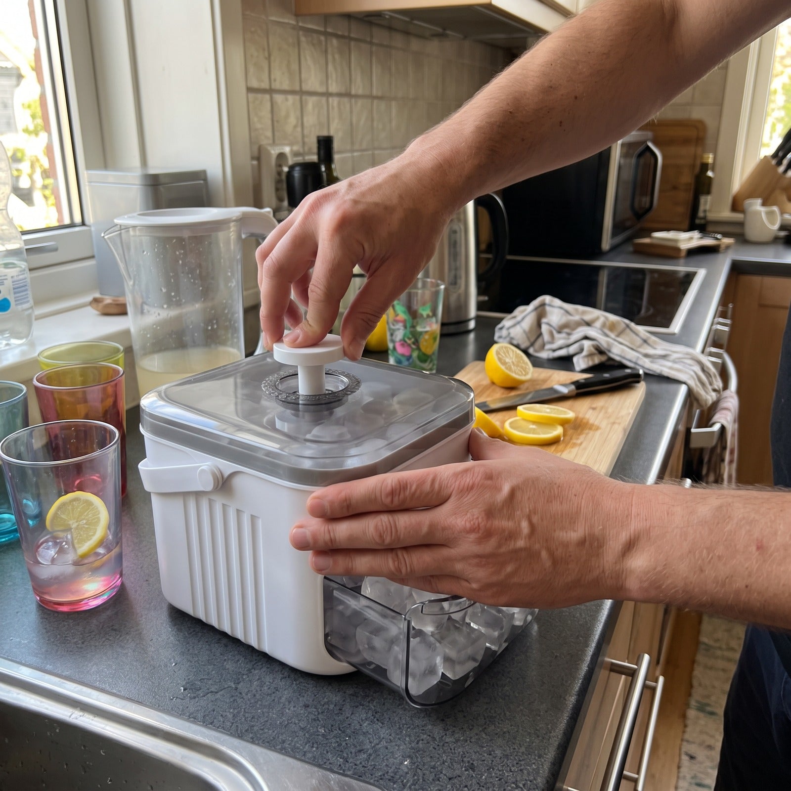 Coldpour ice maker with cold drinks at home, everyday scene 10